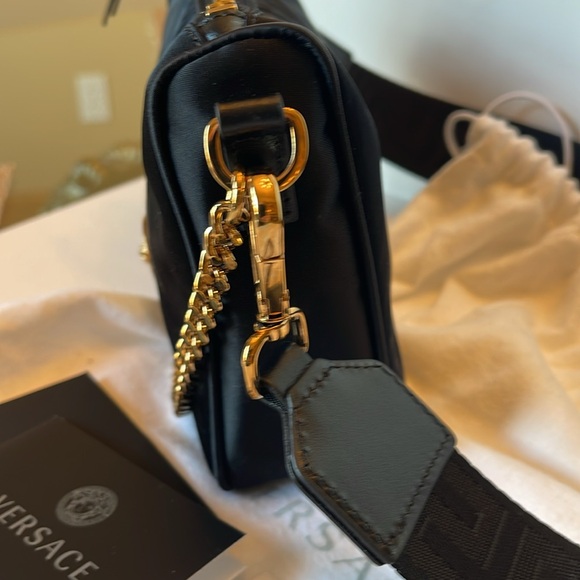 NWT VERSACE LA MEDUSA NYLON MINI TRIBUTE CHAIN CROSSBODY SHOULDER BAG GOLD HW - Picture 12 of 17